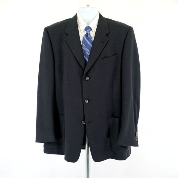 Hart Schaffner Marx Comfort Parisian 44L Black Thick Textured Wool Sport Coat - Picture 4 of 12